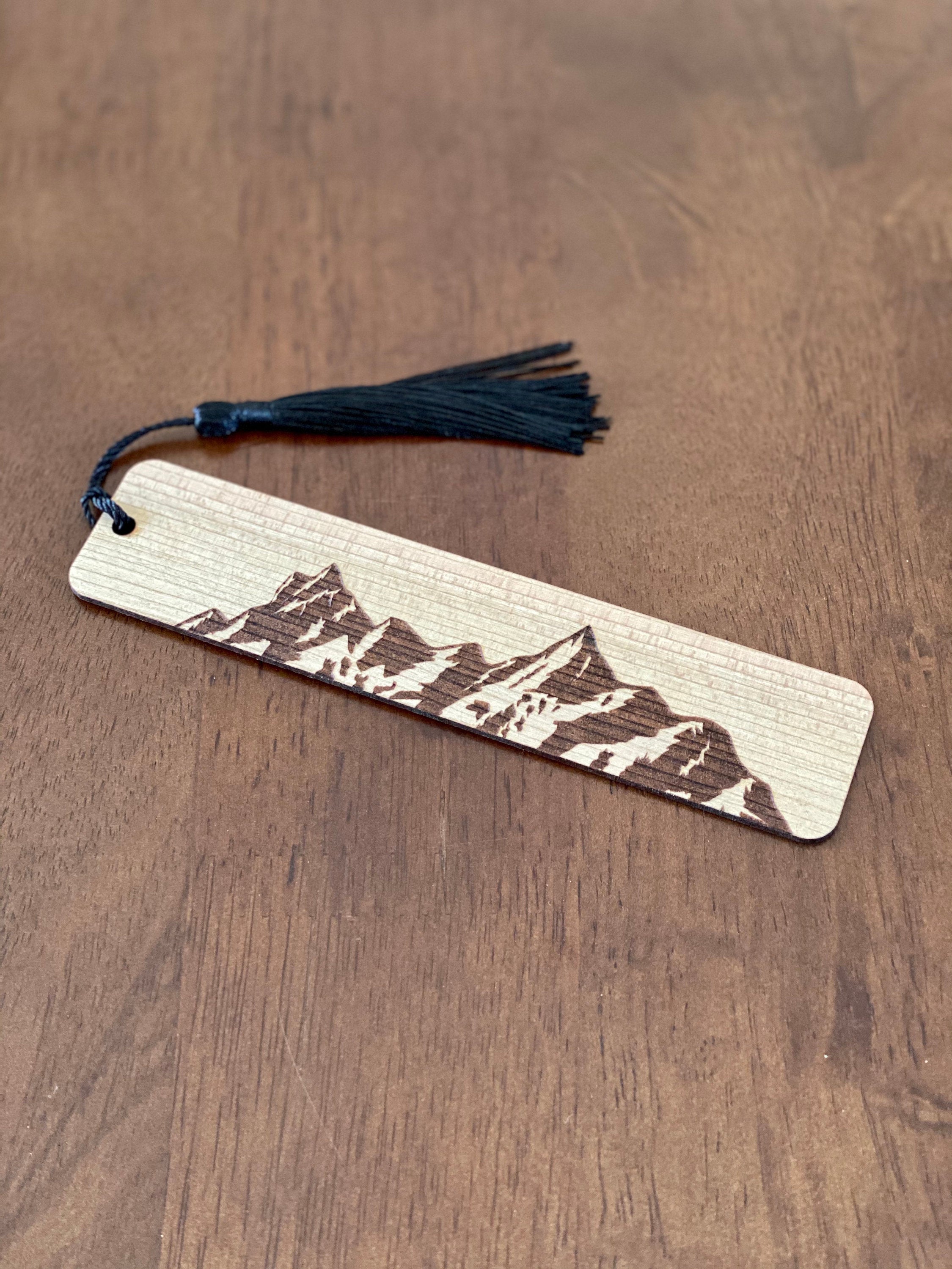 Mountain Engraved Wood Bookmark