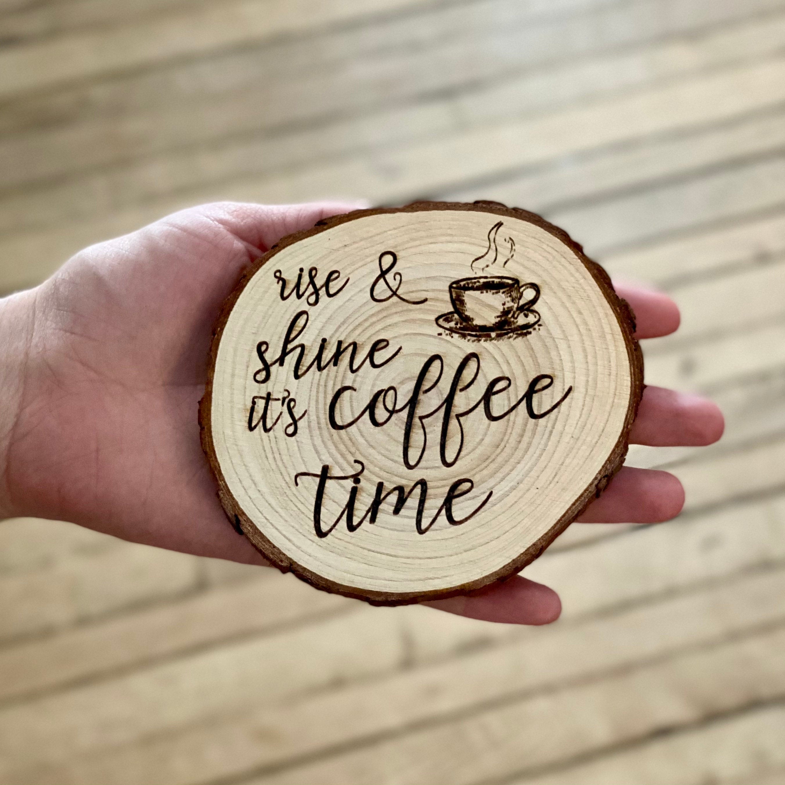 Set of "Coffee Time" Engraved Wood Coasters