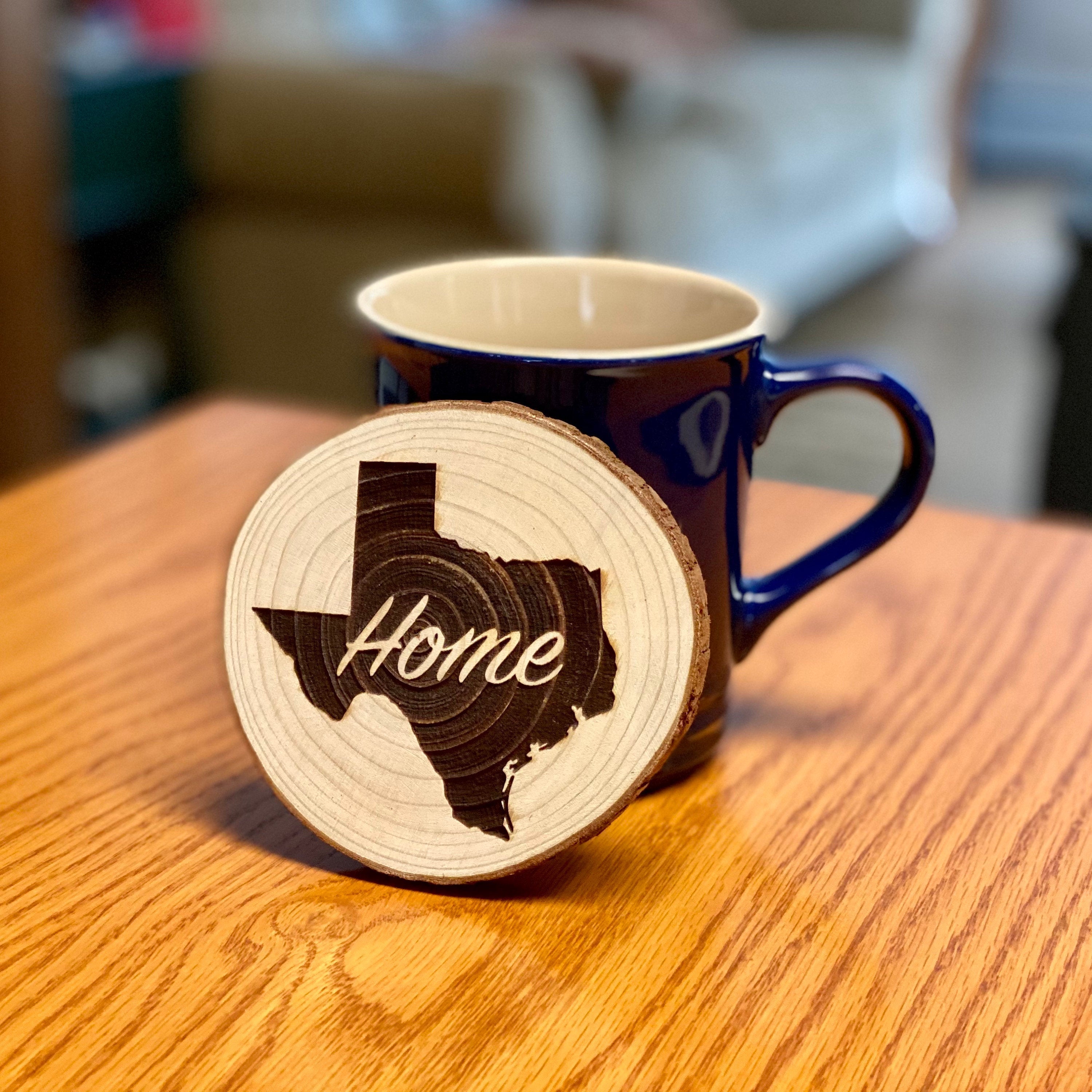 Any State Engraved Wood Coaster Set