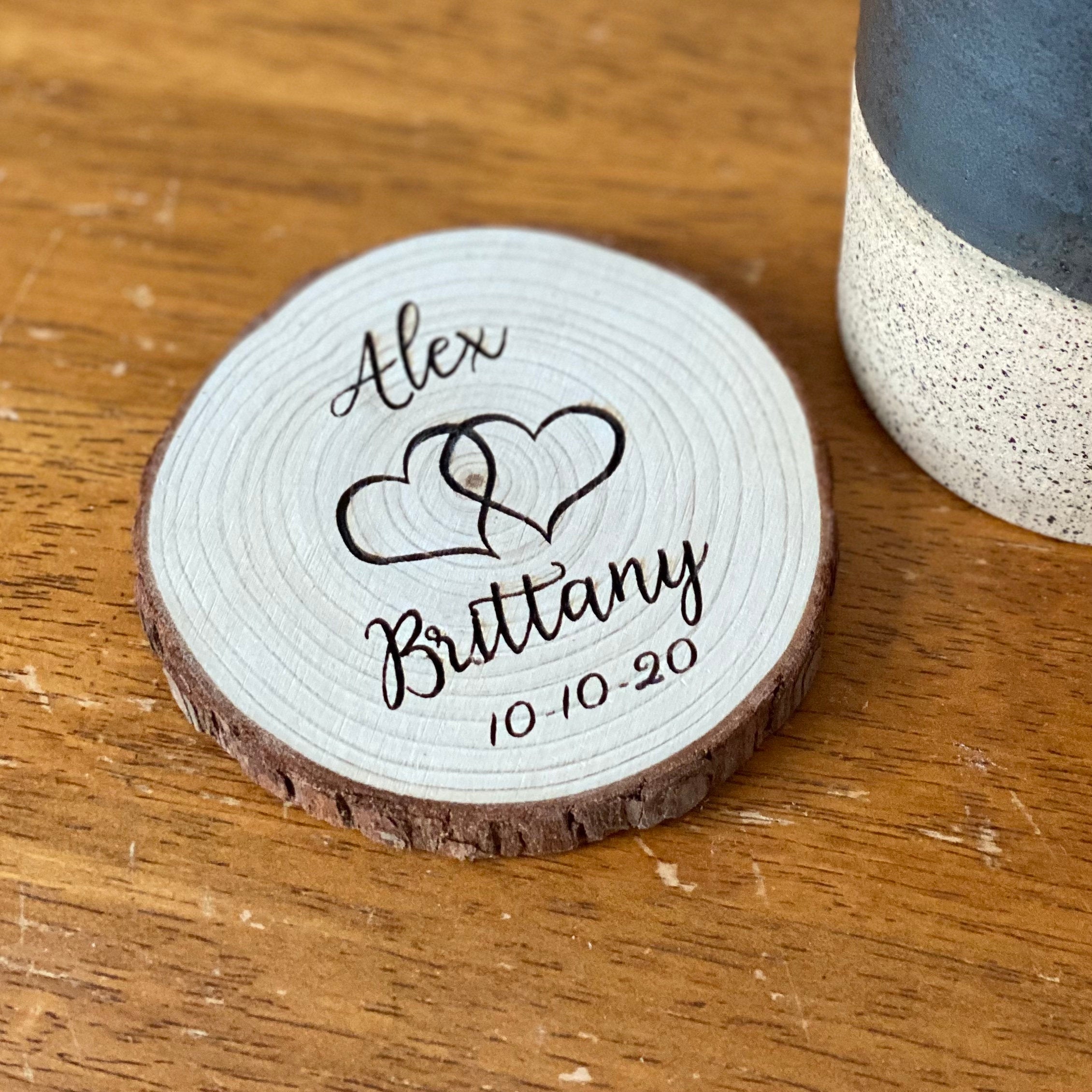 Custom Wood Slice Wedding Favors