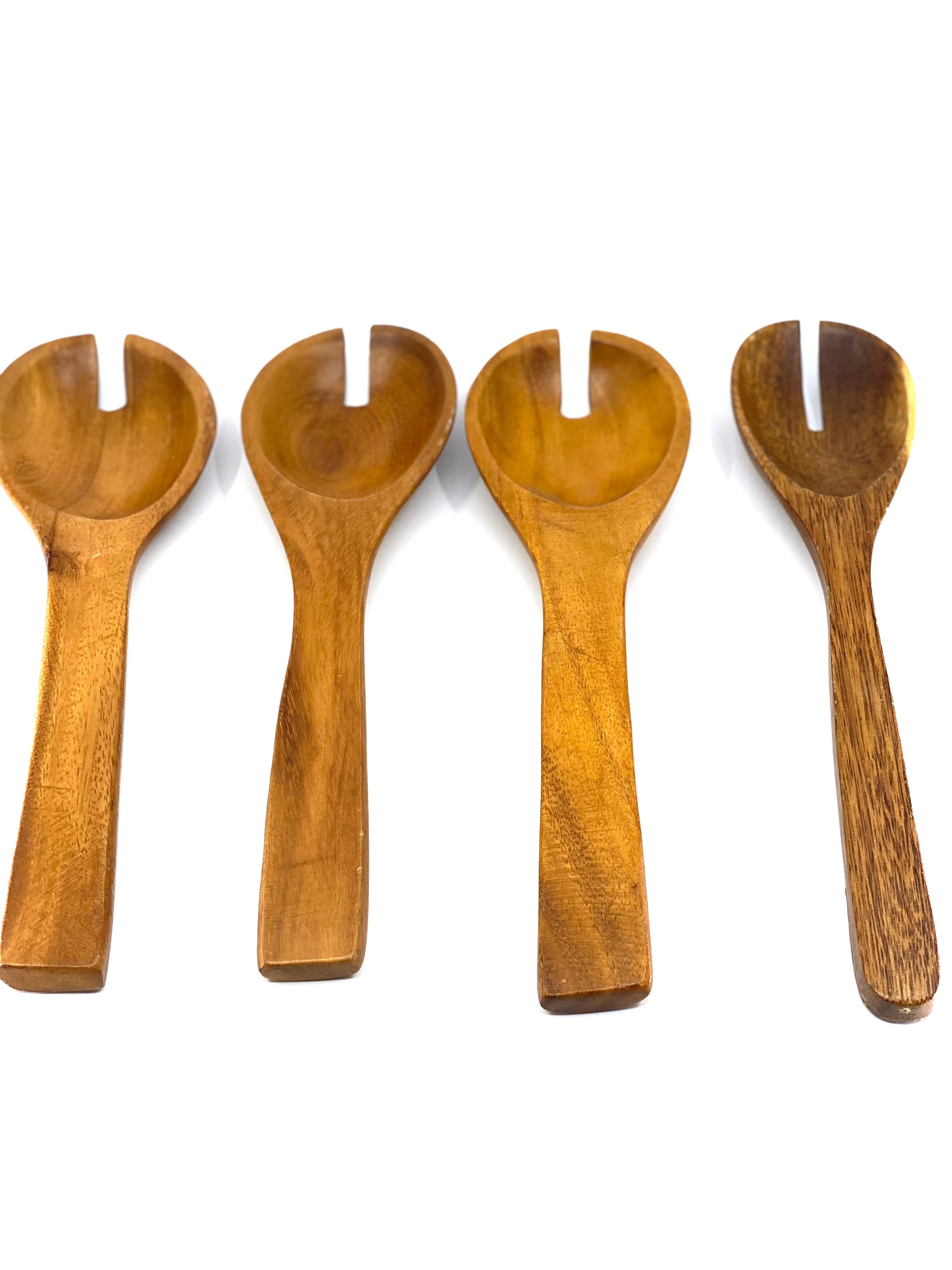 Vintage, MonkeyPod, Hand Carved, Serving Utensils, Wooden Spoons &