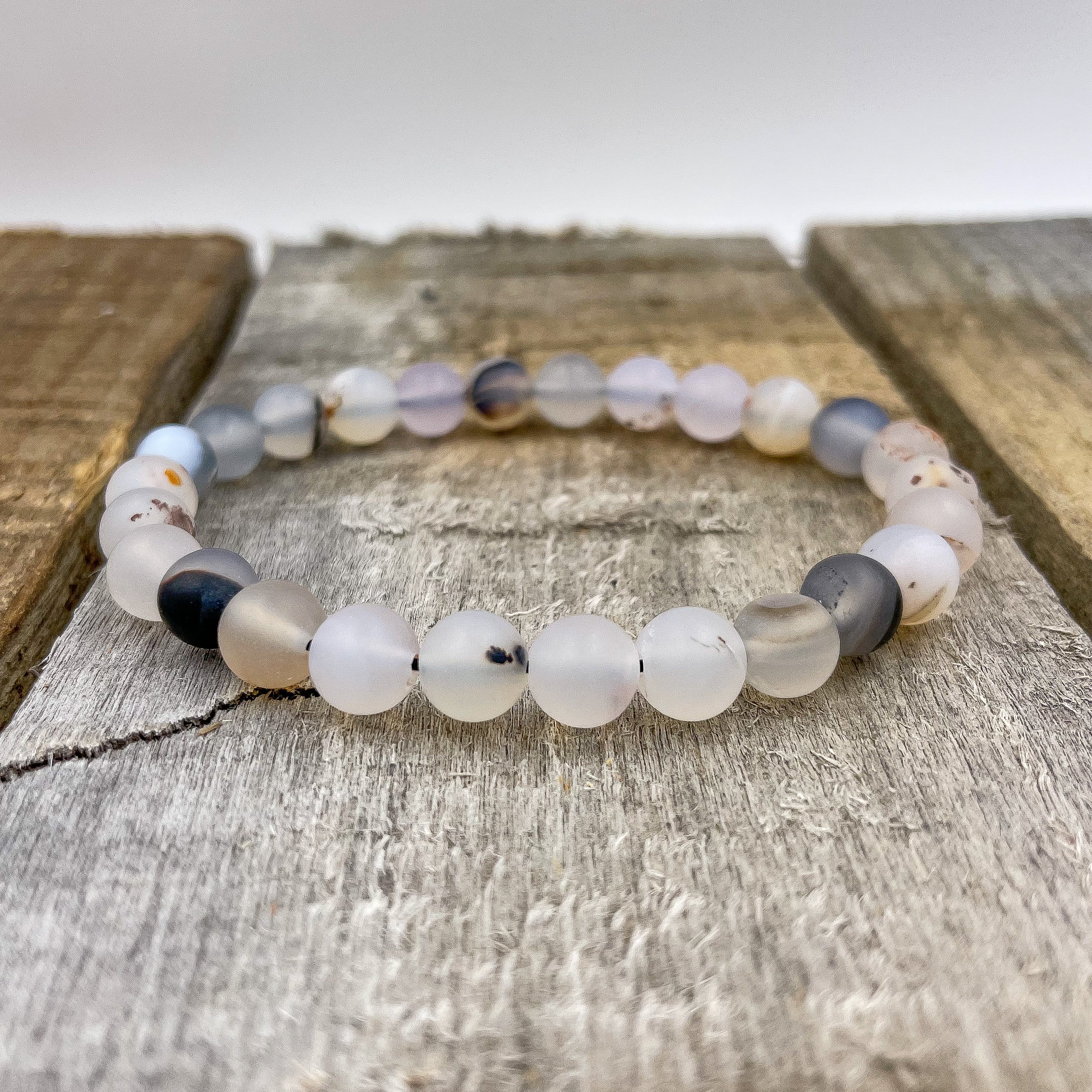 Union - Milky White Agate Gemstone Beaded Bracelet