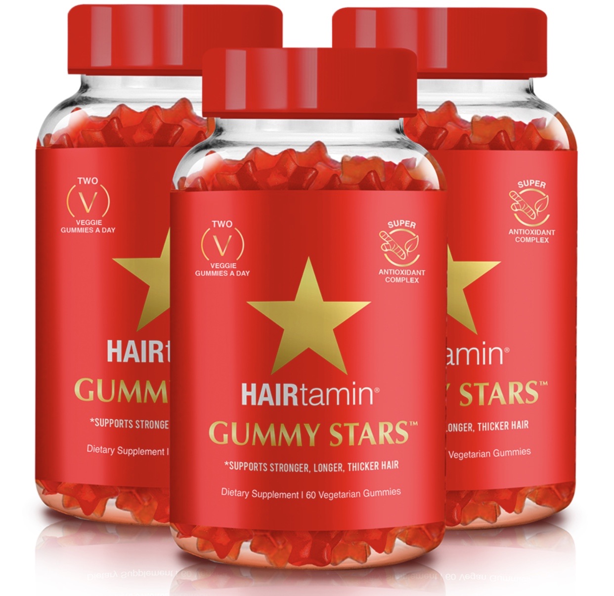 Hairtamin Vegan Gummy Stars Hair Supplement - 3 months