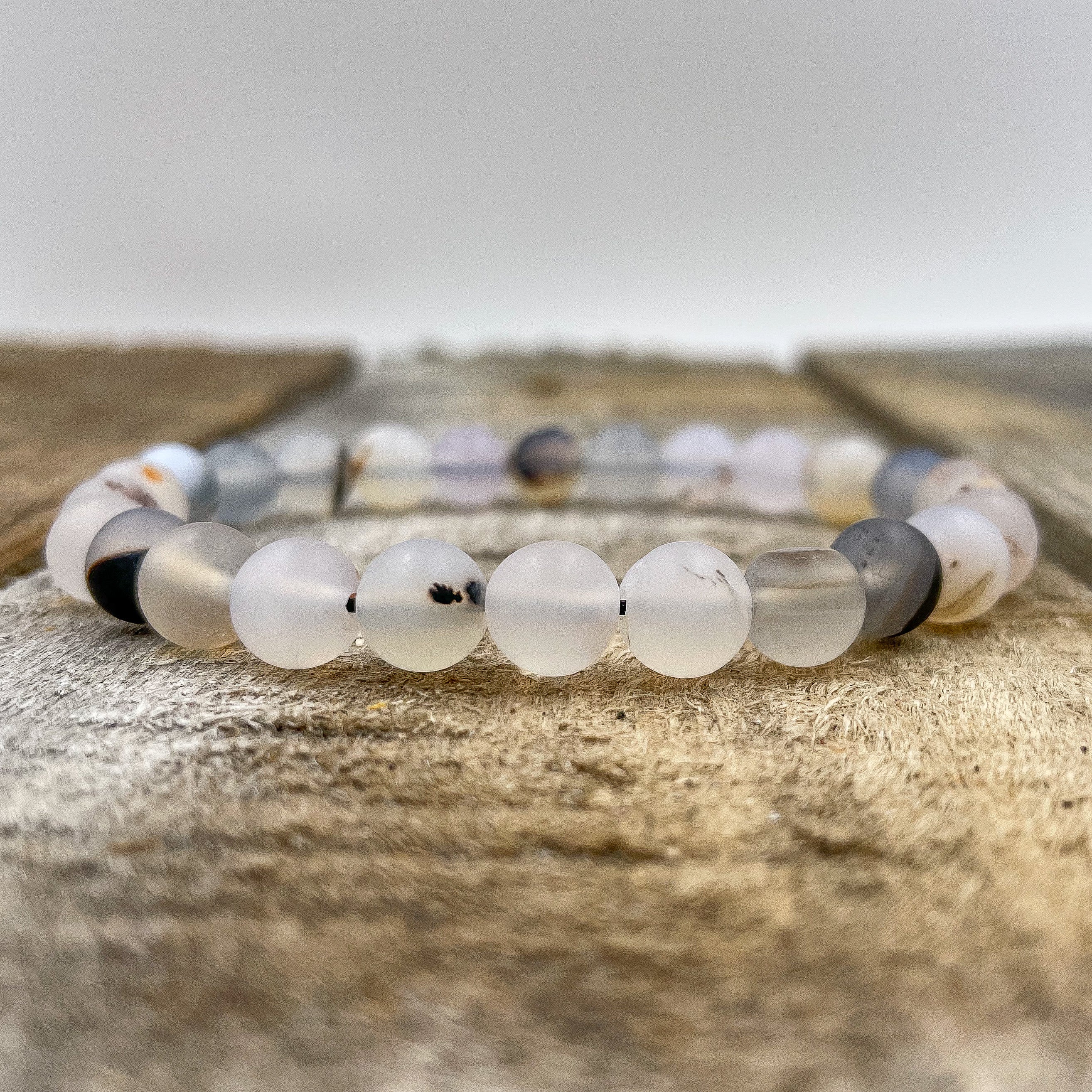 Union - Milky White Agate Gemstone Beaded Bracelet