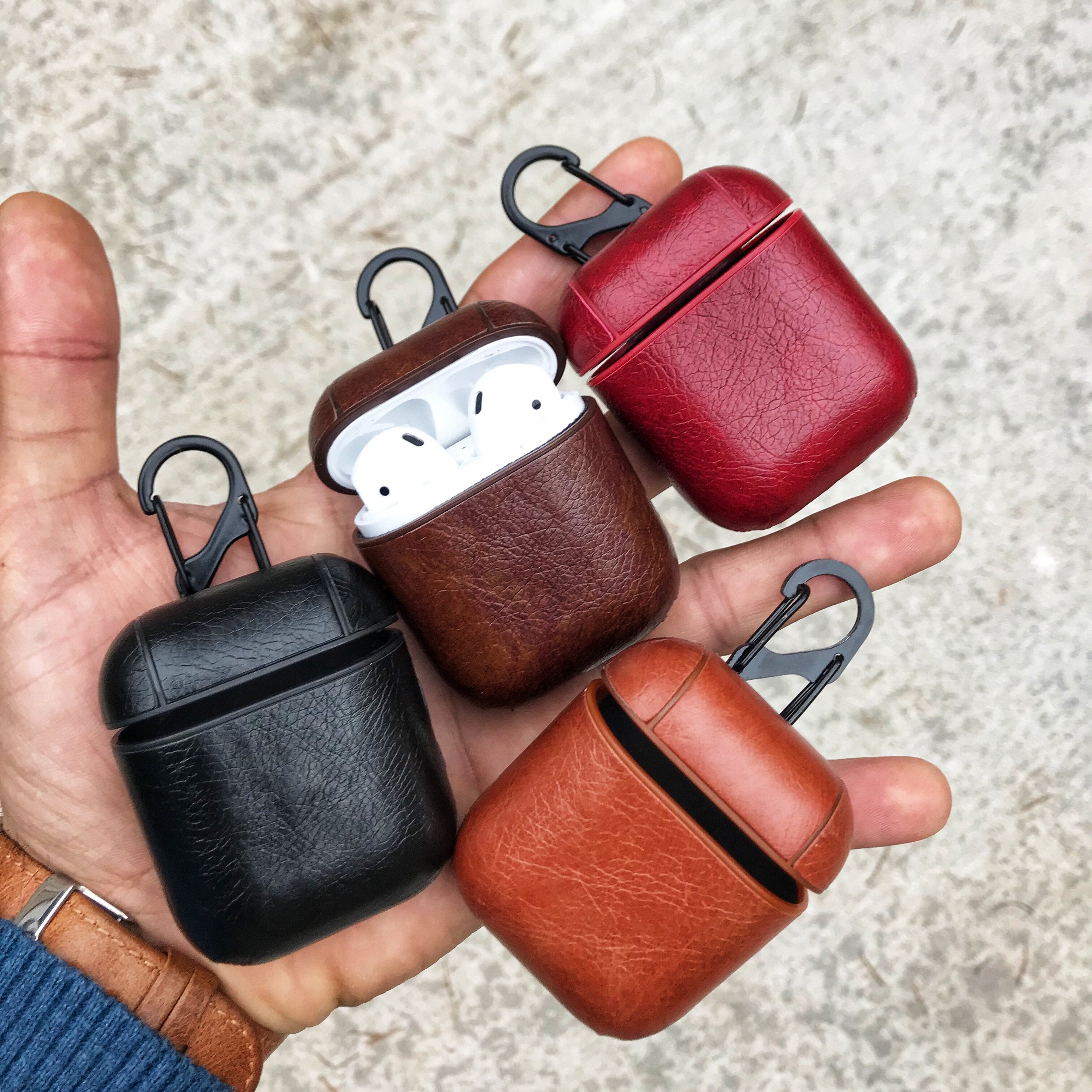 Classy Hook Series Leather Apple AirPods 1 & 2 Case Handmade