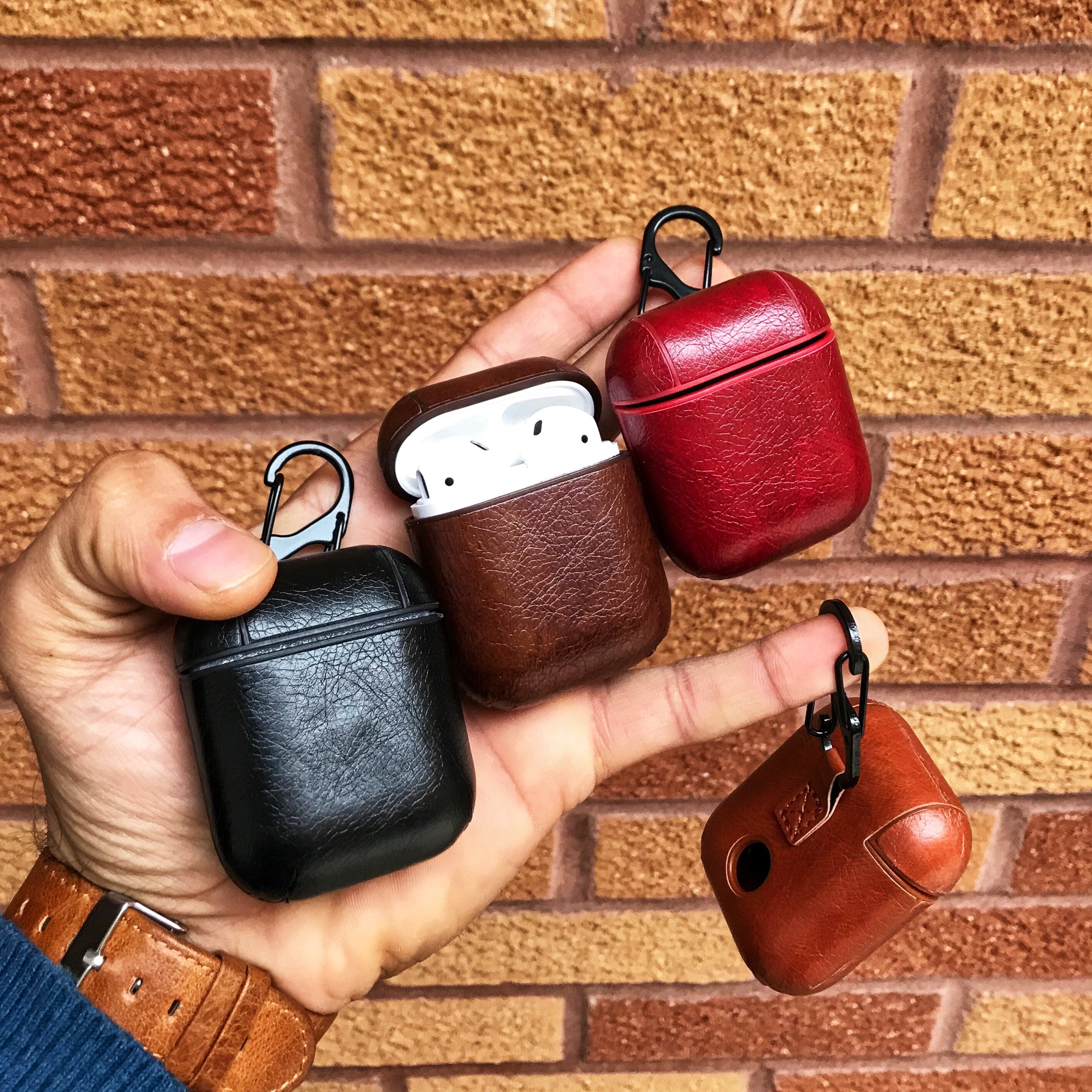 Classy Hook Series Leather Apple AirPods 1 & 2 Case Handmade