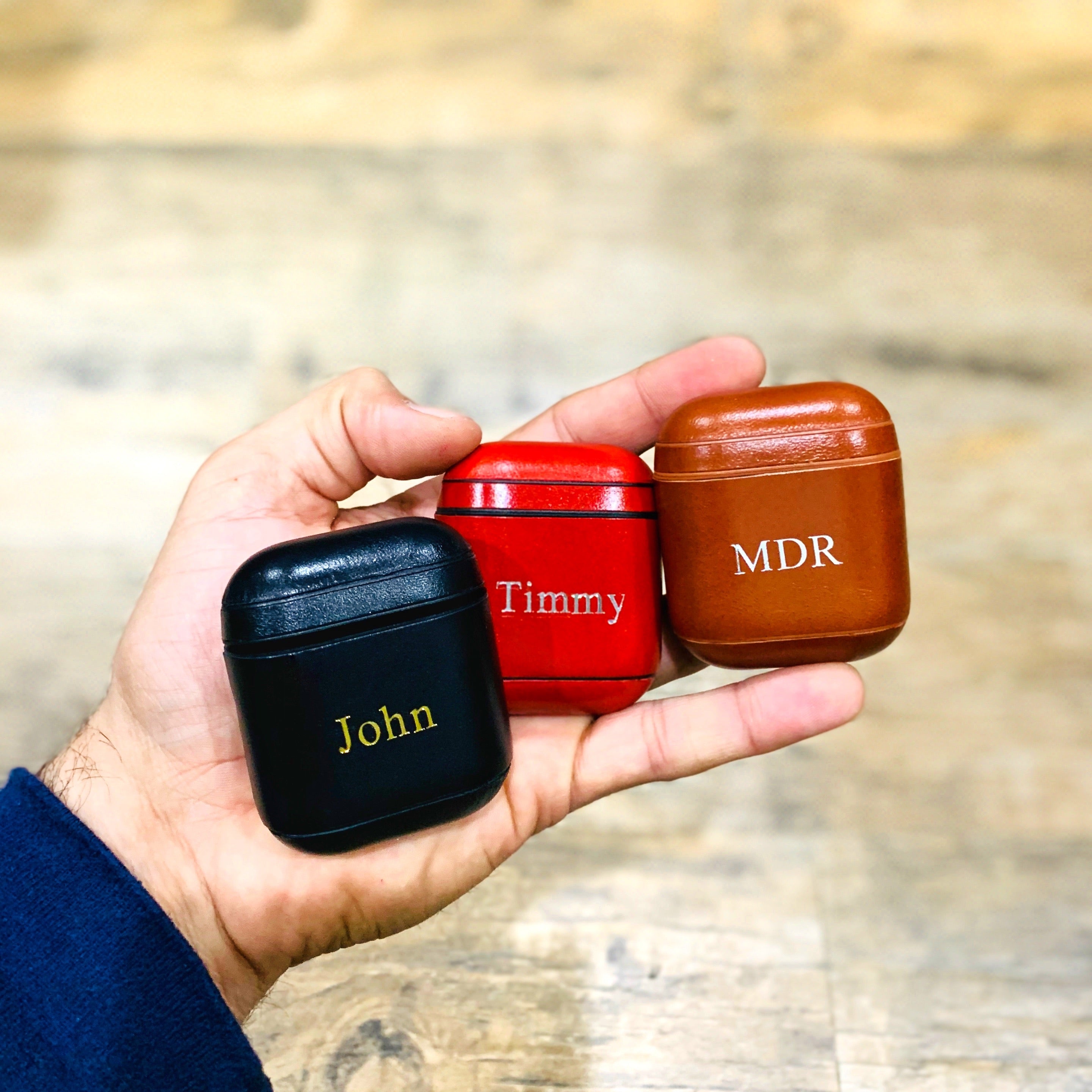 Personalized Color Embossed Leather Apple Airpods 1&2 Case