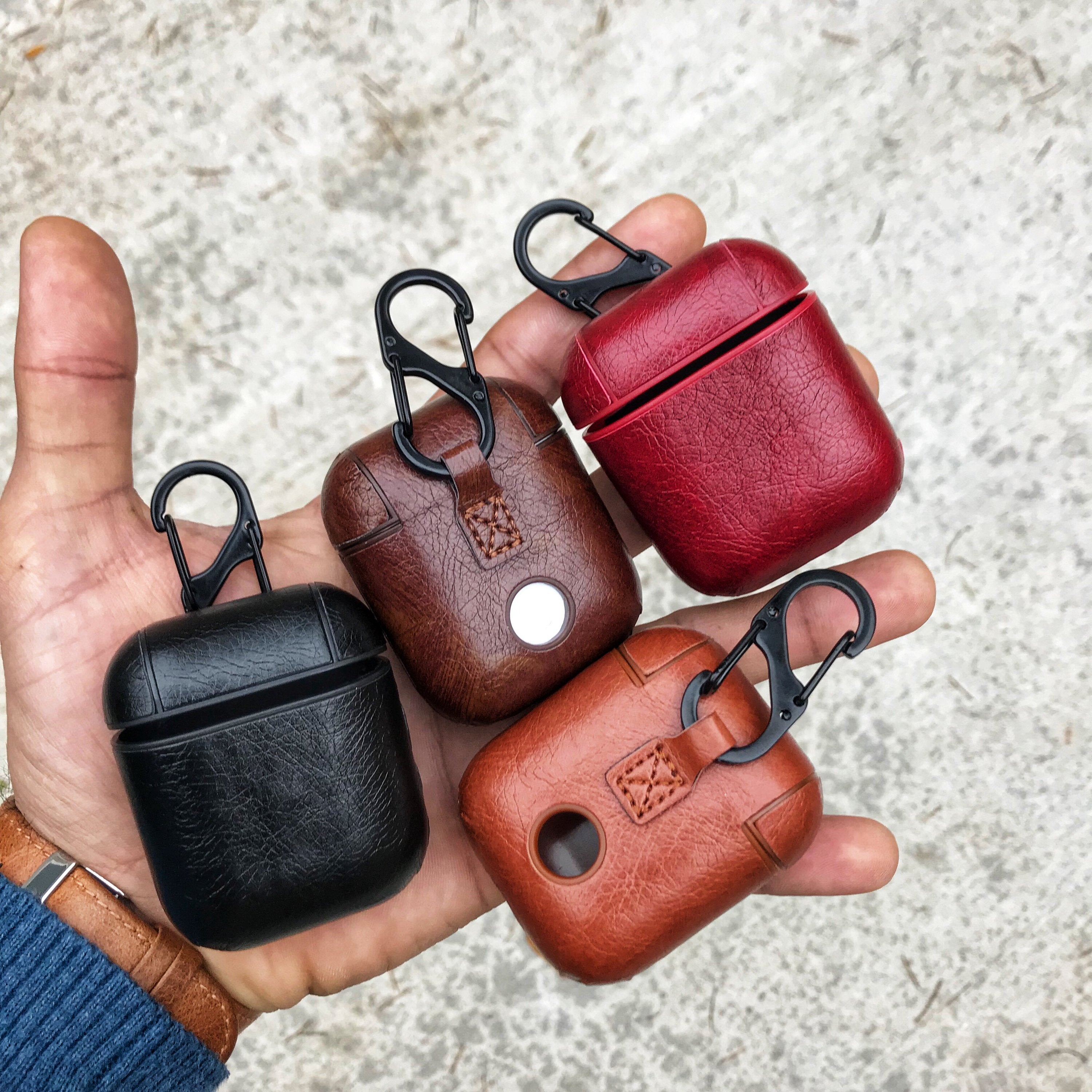 Classy Hook Series Leather Apple AirPods 1 & 2 Case Handmade