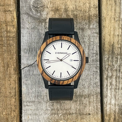 Inverness - Zebrawood & Black Leather