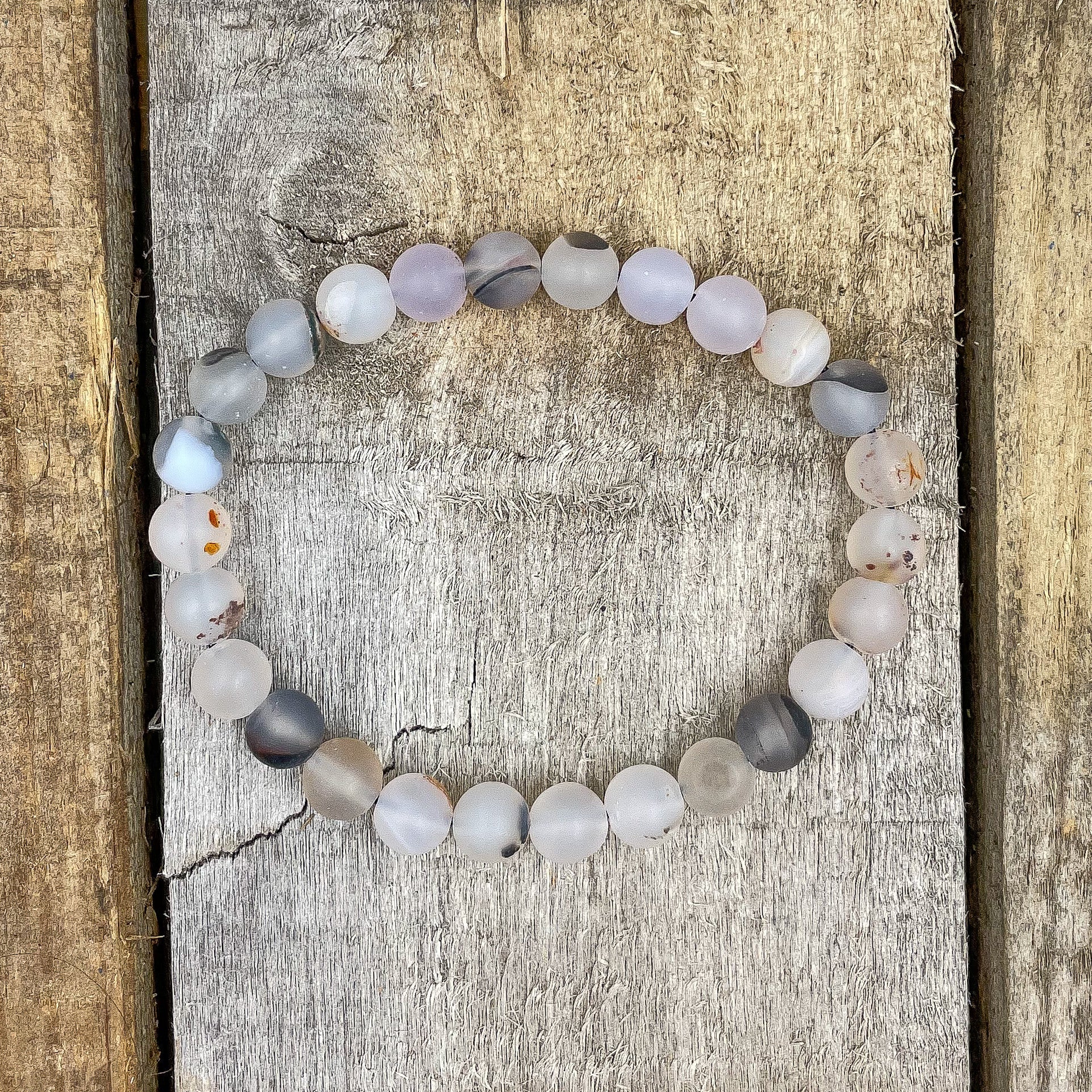 Union - Milky White Agate Gemstone Beaded Bracelet