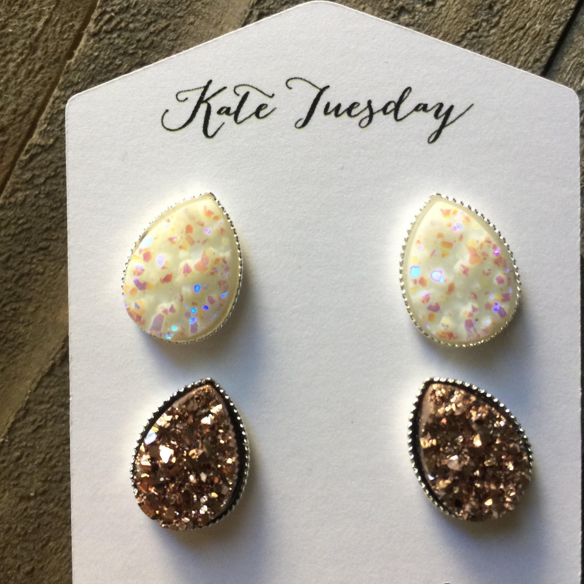 Ali Teardrop Druzy Earrings Set