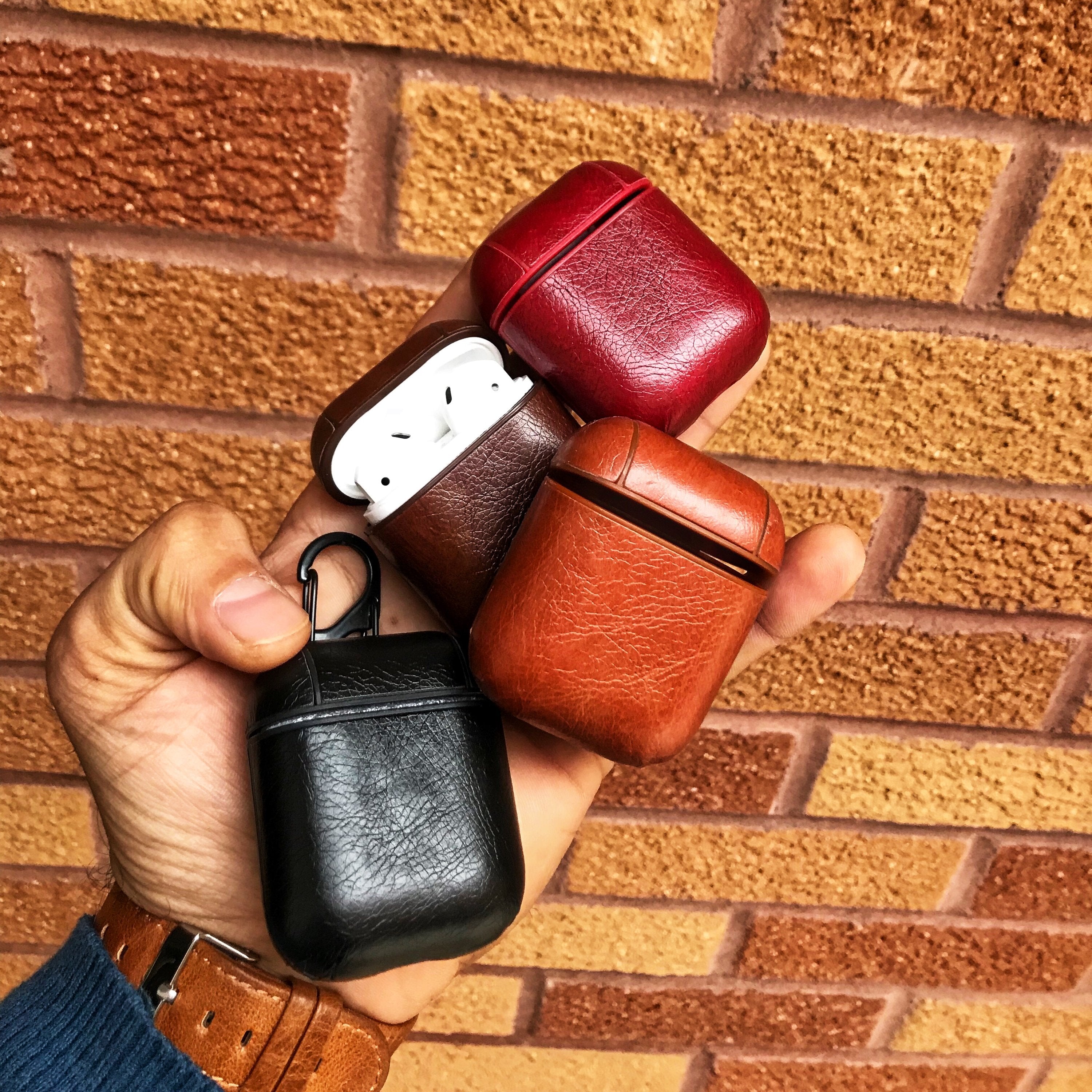 Classy Hook Series Leather Apple AirPods 1 & 2 Case Handmade