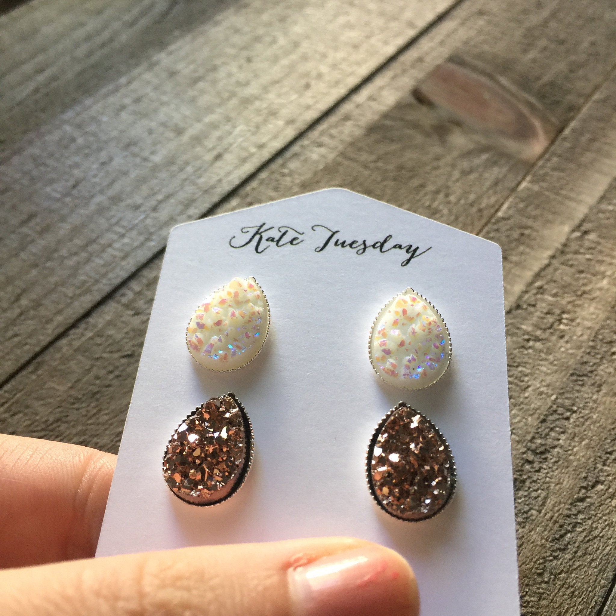 Ali Teardrop Druzy Earrings Set