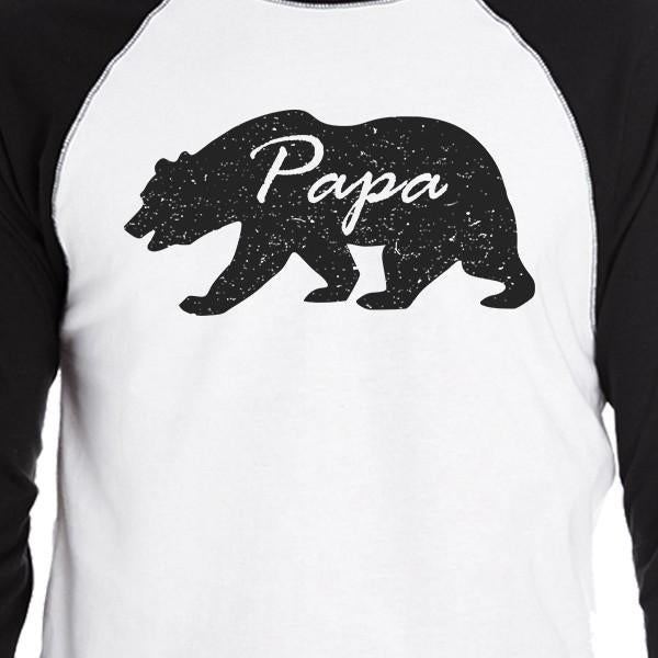 Papa Mama Baby Bears Mens Black And White Baseball