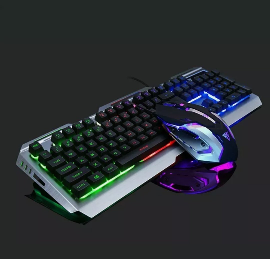 Ninja Dragon Metallic Silver Mechanical Gaming Keyboard and Mouse Set