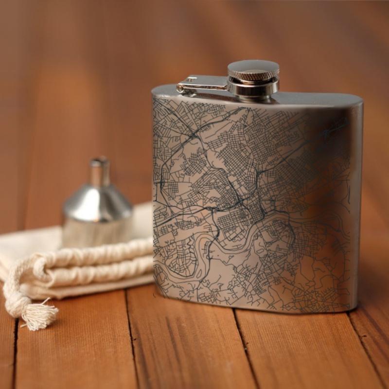 Knoxville - Tennessee Map Hip Flask | Cyan Castor