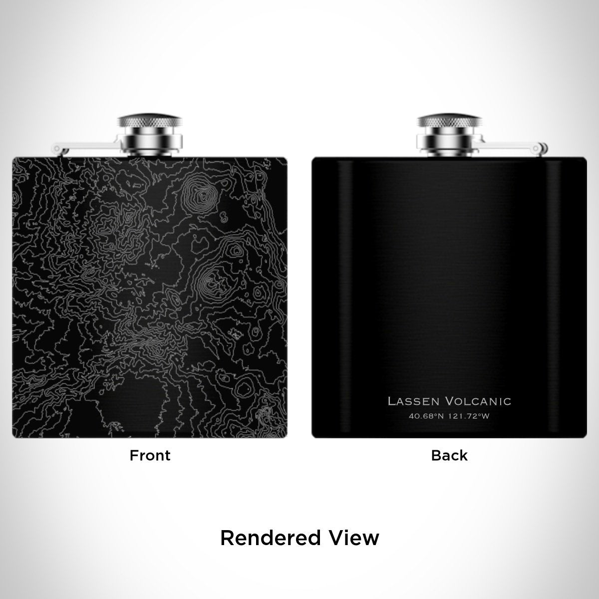 Lassen Volcanic National Park Engraved Topographic Map Hip Flask in