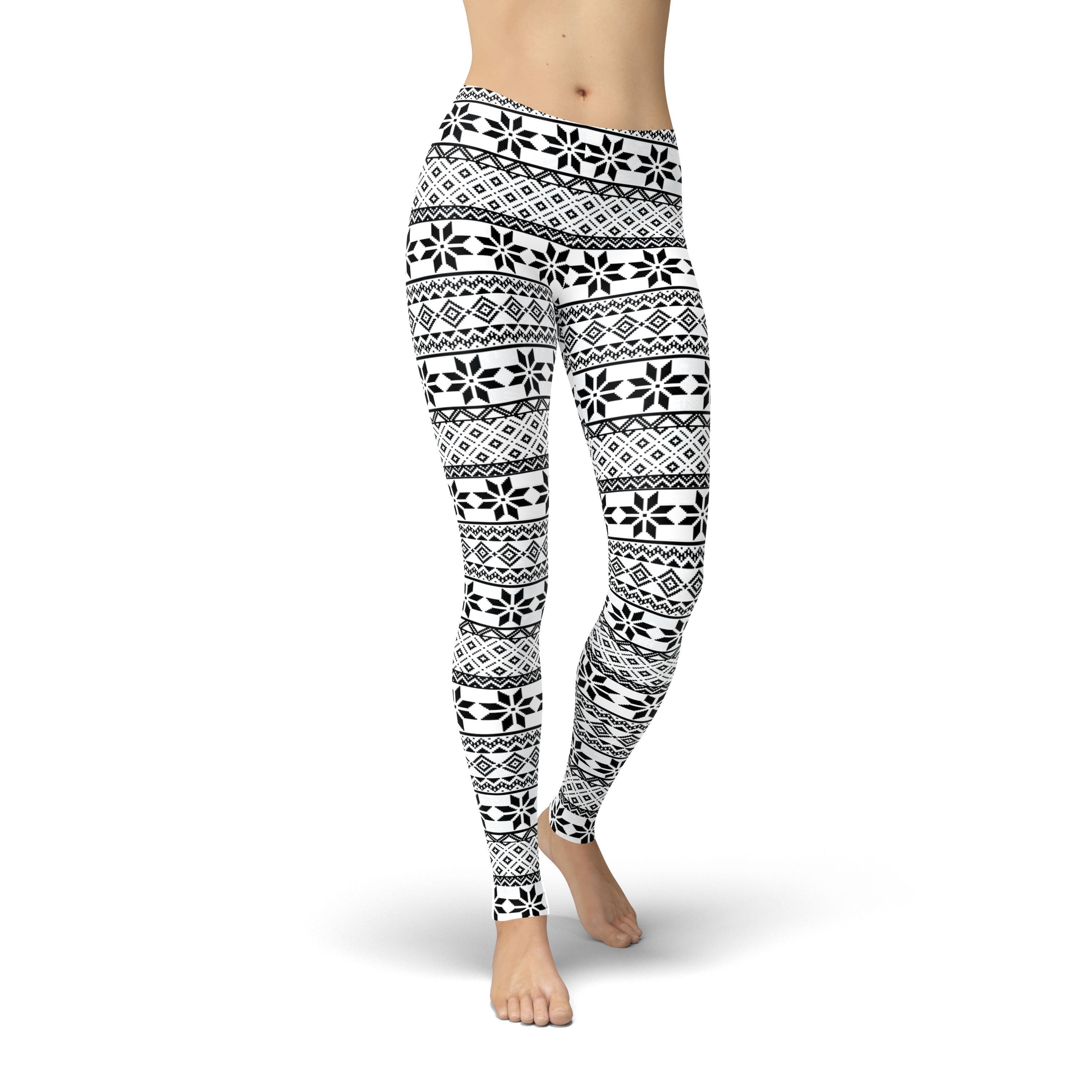 Jean Black and White Snowflakes Leggings | Orange Poppy