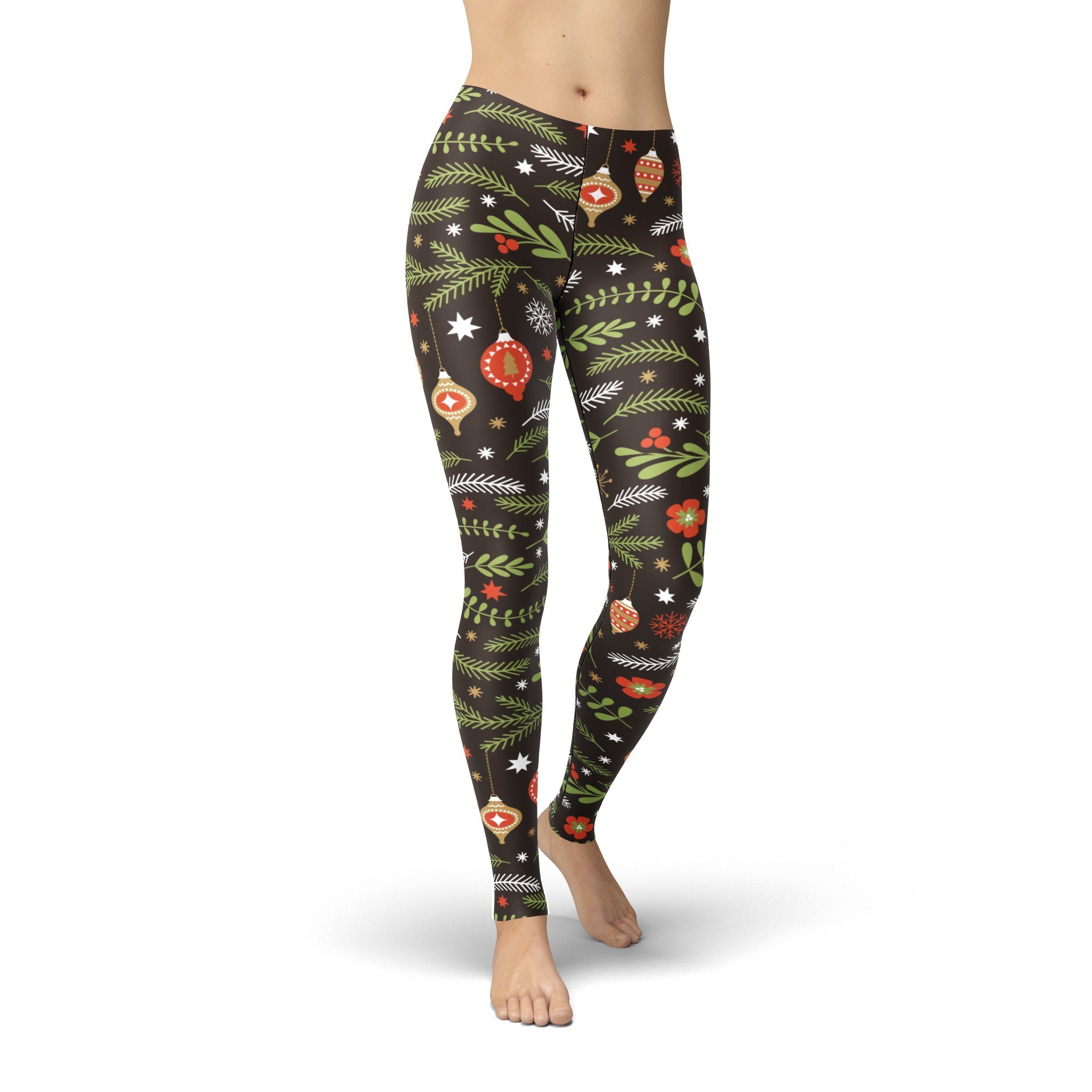 Jean Holiday Branches Leggings | Orange Poppy