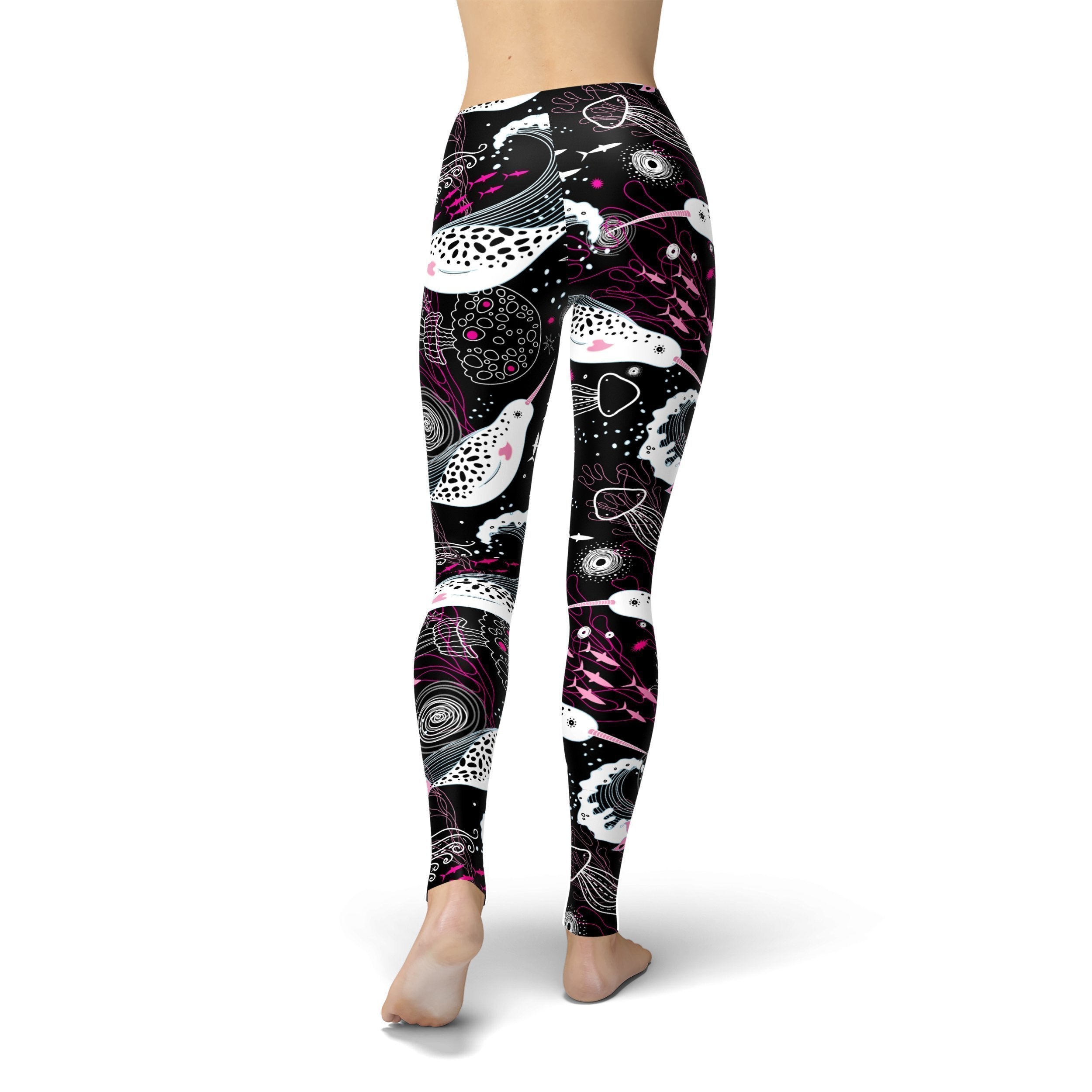 Jean Pink and White Narwhals Leggings