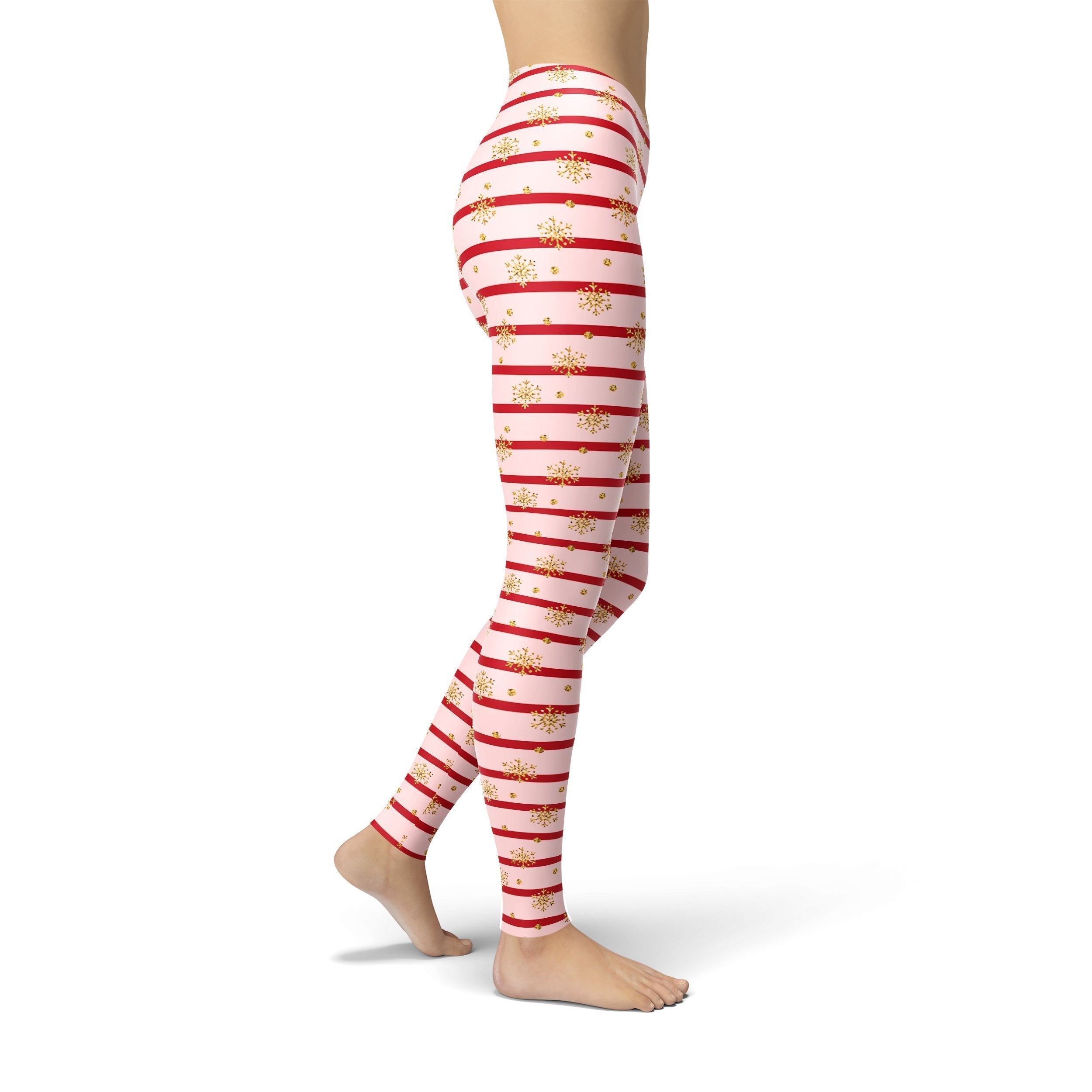 Jean Pink Holiday Stripes Leggings