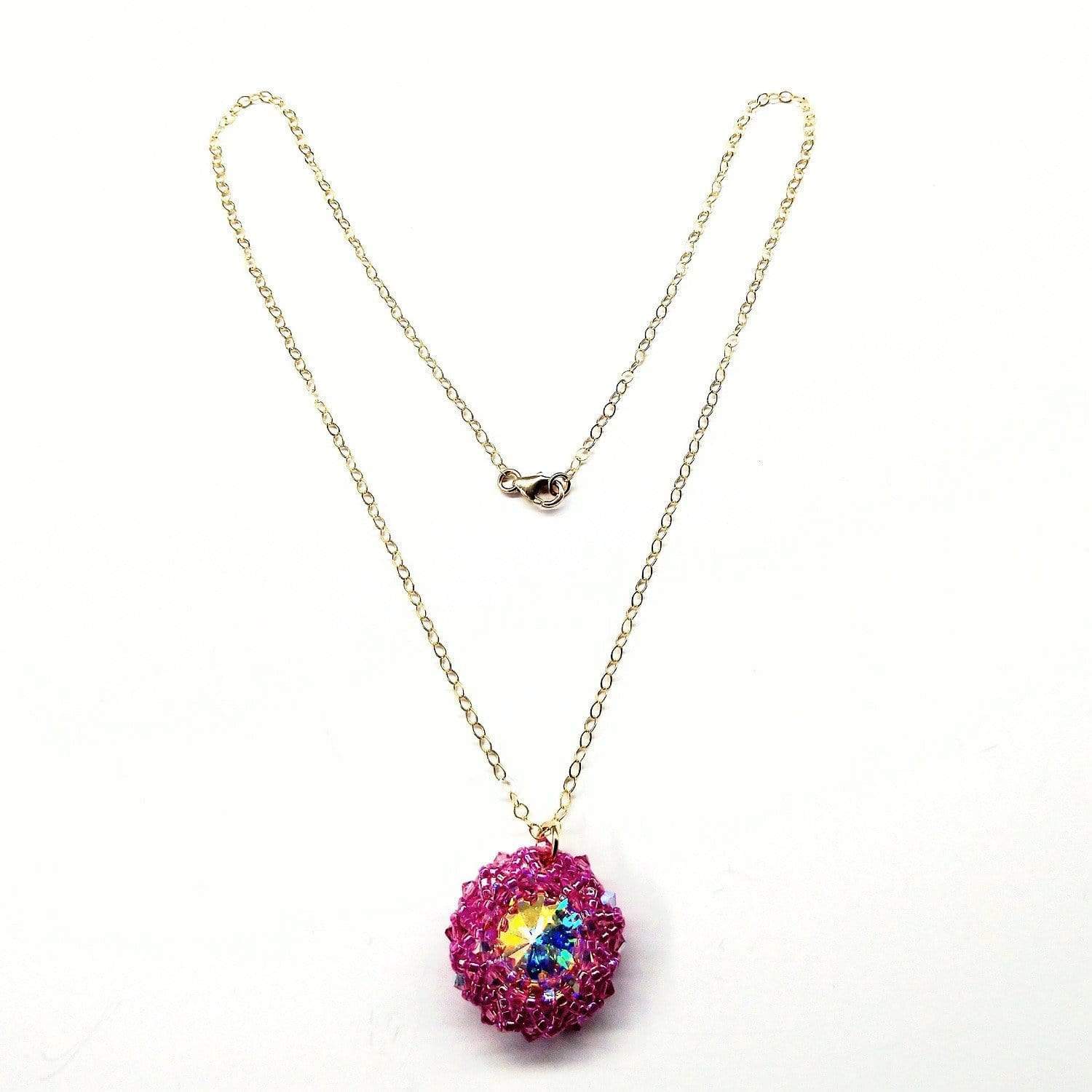 Pink Beaded Super Sparkly  Rivoli Crystal Necklace