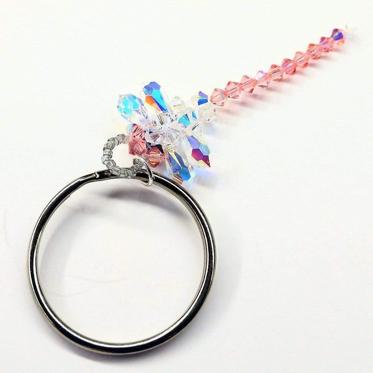 Swarovski Crystal Rose Peach Dragonfly Key Chain Charm