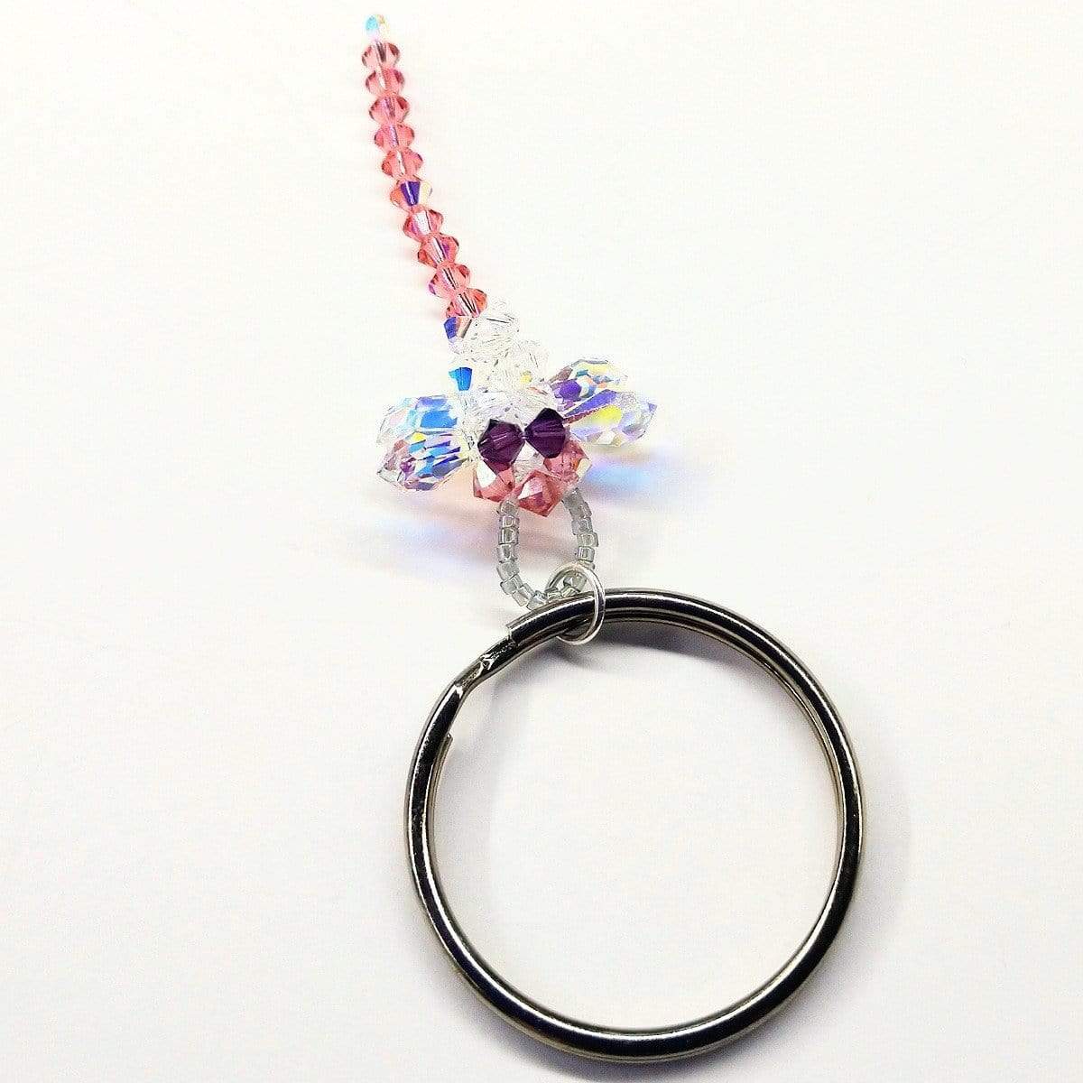 Swarovski Crystal Rose Peach Dragonfly Key Chain Charm