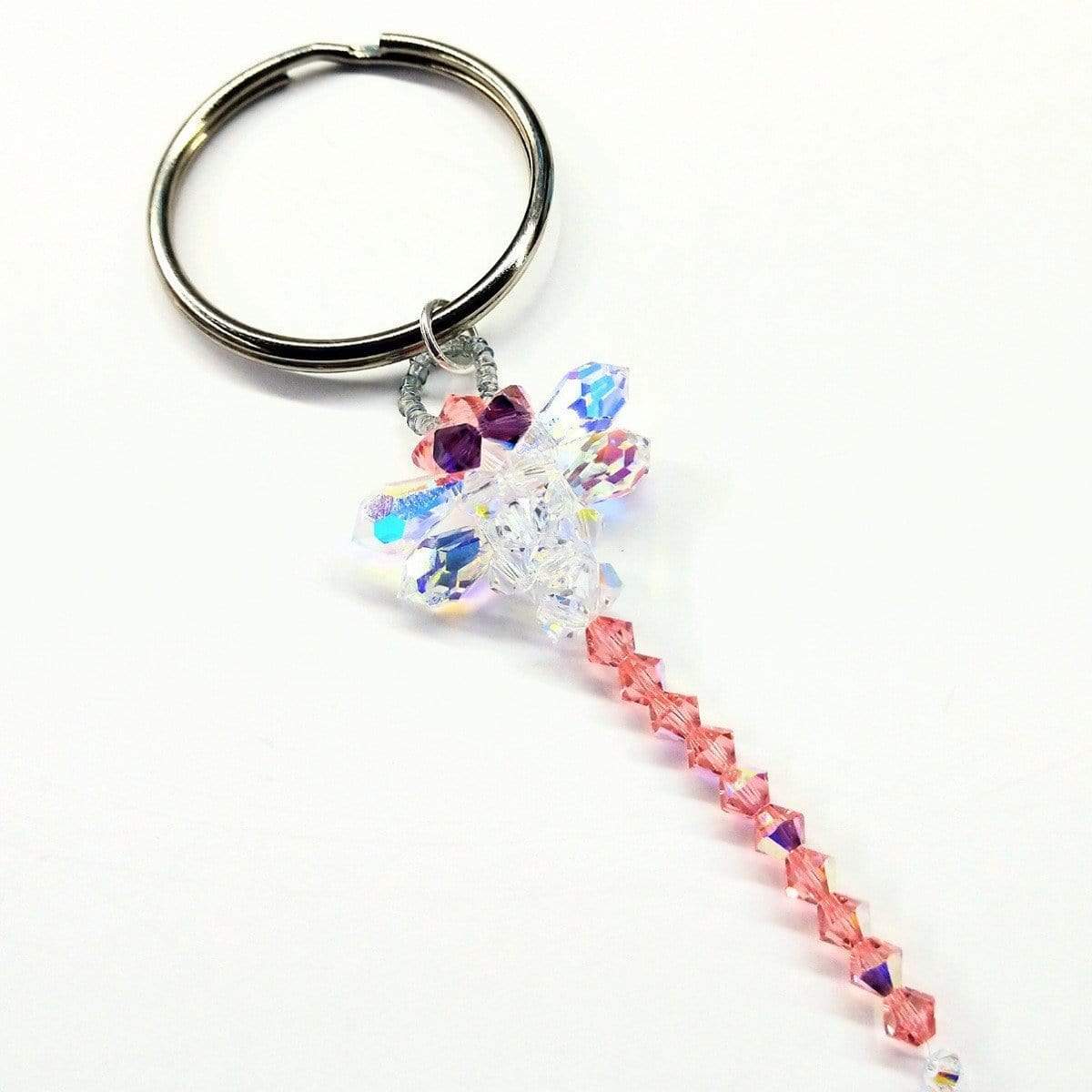 Swarovski Crystal Rose Peach Dragonfly Key Chain Charm