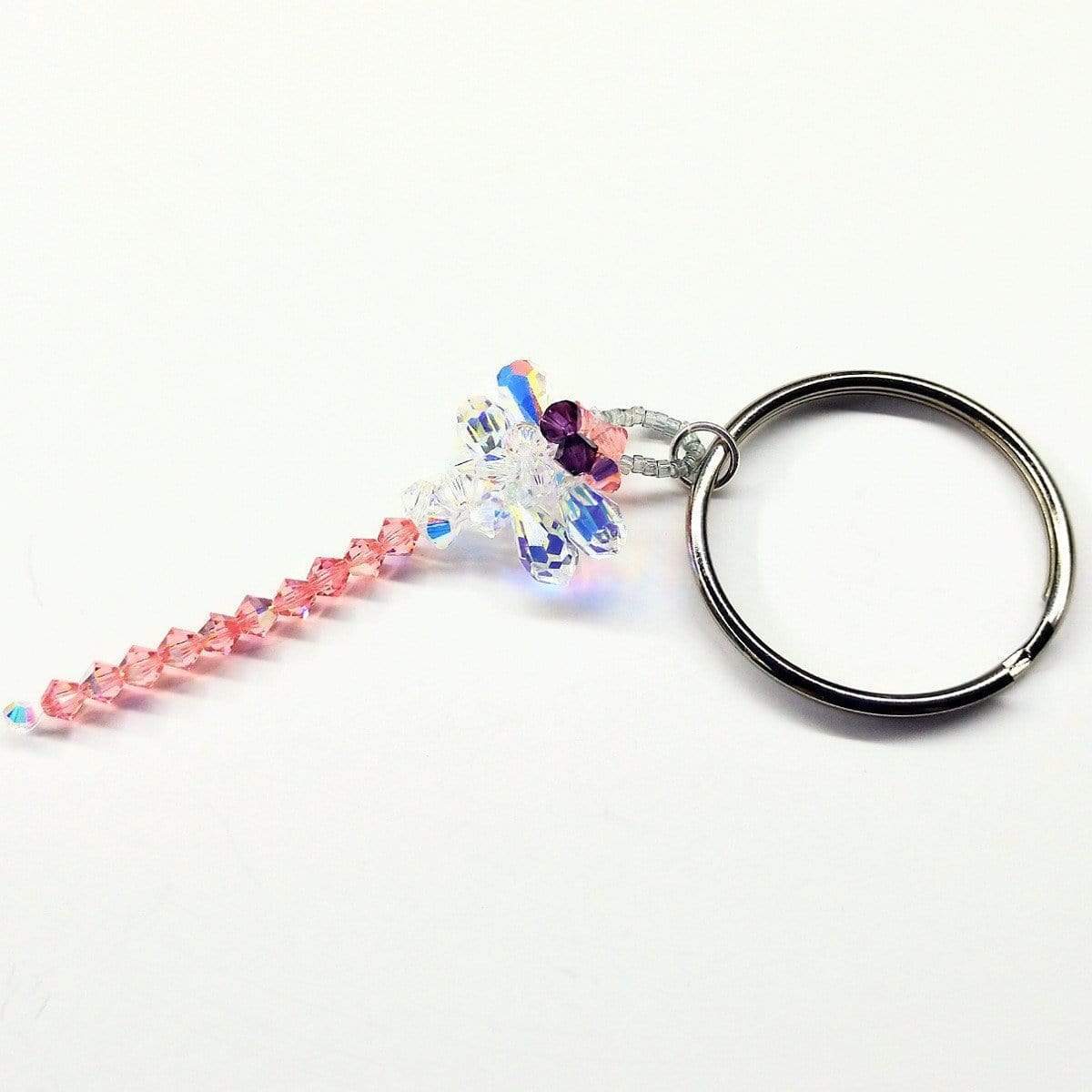 Swarovski Crystal Rose Peach Dragonfly Key Chain Charm