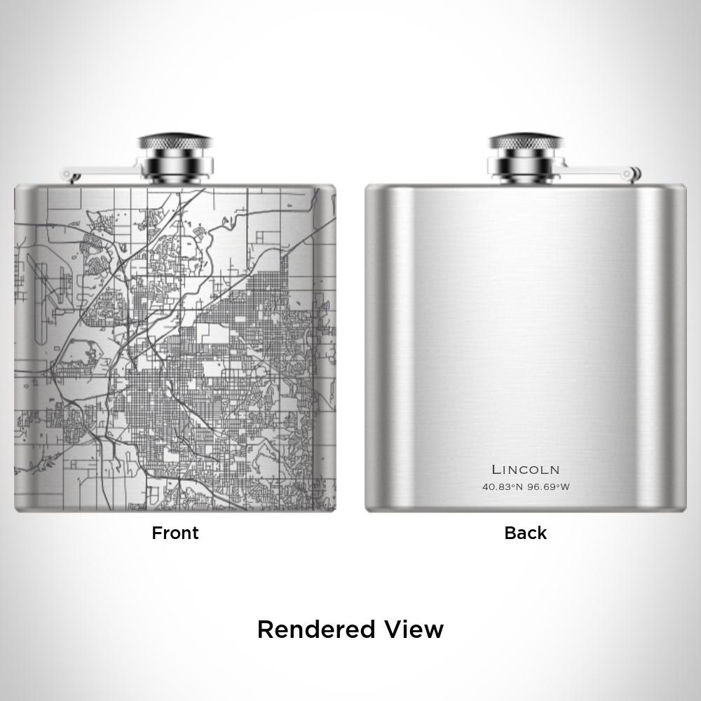 Lincoln - Nebraska Map Hip Flask