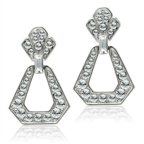 LO1995 - Rhodium White Metal Earrings with Top Grade Crystal in Clear