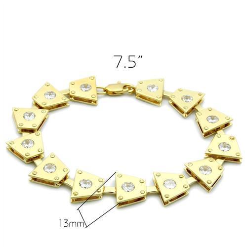 LO2002 - Matte Gold & Gold Brass Bracelet with AAA Grade CZ in Clear