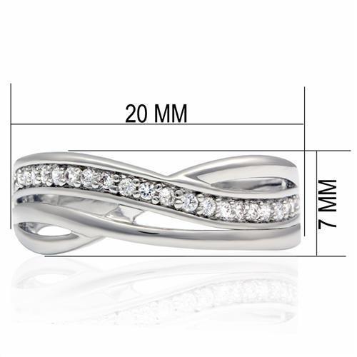 LO2058 - Rhodium Brass Ring with AAA Grade CZ in Clear