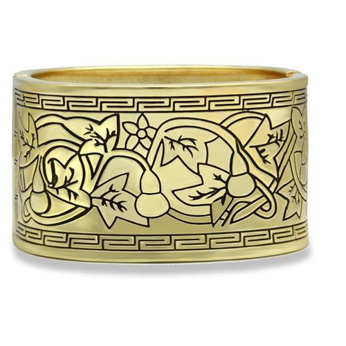 LO2120 - Flash Gold White Metal Bangle with No Stone | Turquoise Tiger