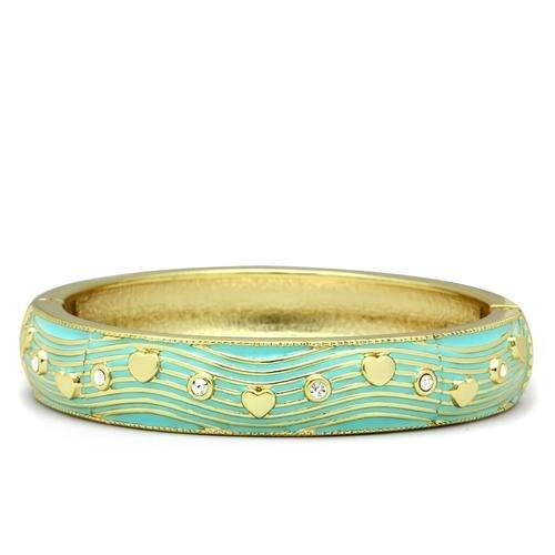 LO2151 - Flash Gold White Metal Bangle with Top Grade Crystal in | Turquoise Tiger