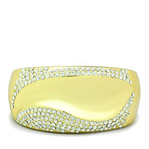 LO2155 - Flash Gold White Metal Bangle with Top Grade Crystal  in | Turquoise Tiger