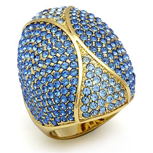 LO2188 Flash Gold Brass Ring with Top Grade | Turquoise Tiger