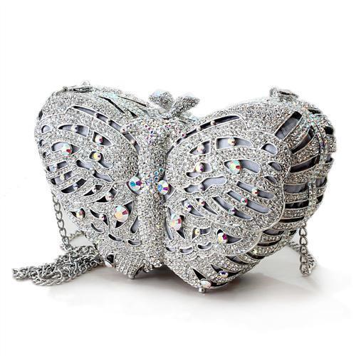 LO2366 Imitation Rhodium White Metal Clutch with