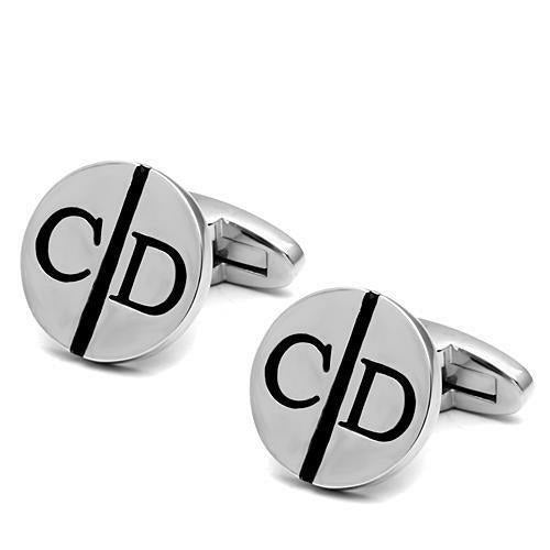 LO2556 Rhodium Brass Cufflink with No Stone in No