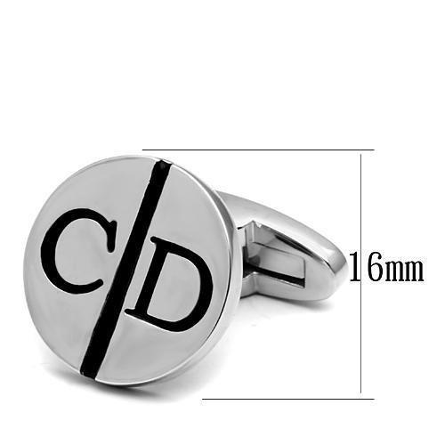 LO2556 Rhodium Brass Cufflink with No Stone in No