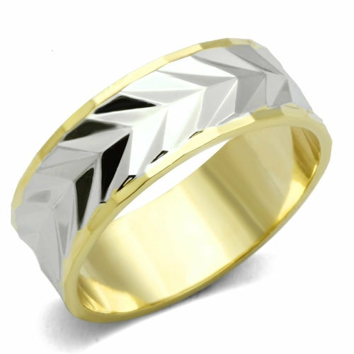 LO2602 - Gold+Rhodium Brass Ring with No Stone