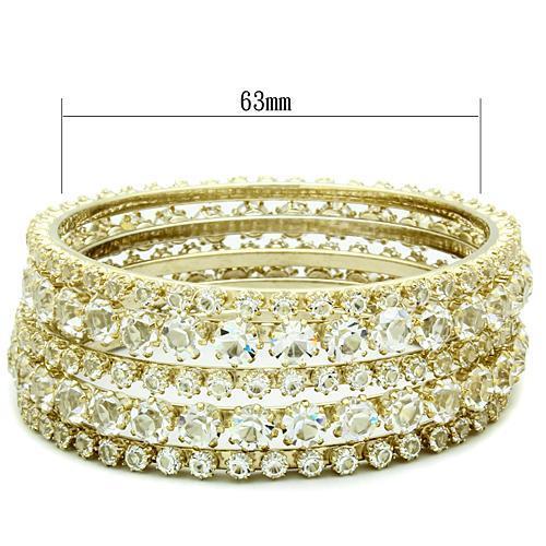 LO2617 - Gold Brass Bangle with Top Grade Crystal  in Clear