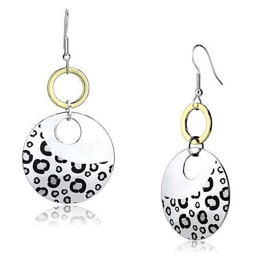 LO2699 Reverse Two-Tone Iron Earrings with Epoxy