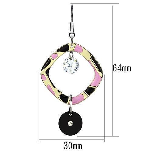 LO2711 - Special Color Iron Earrings with AAA Grade CZ in Clear