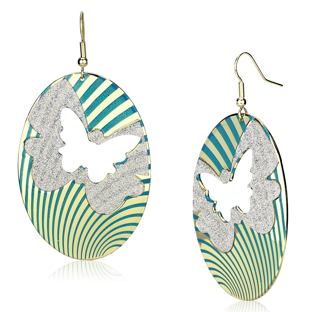 LO2726 - Gold Iron Earrings with Epoxy in Capri Blue | Turquoise Tiger