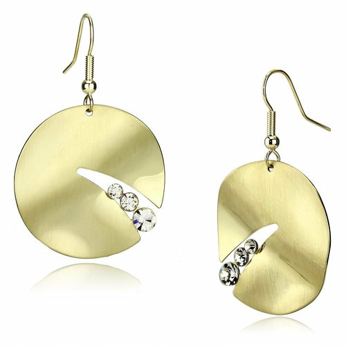 LO2742 - Matte Gold & Gold Iron Earrings with Top Grade Crystal in