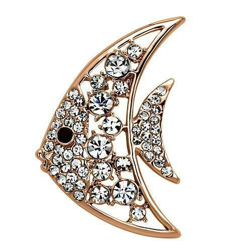 LO2787 - Flash Rose Gold White Metal Brooches with Top Grade Crystal