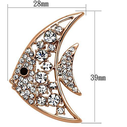 LO2787 - Flash Rose Gold White Metal Brooches with Top Grade Crystal