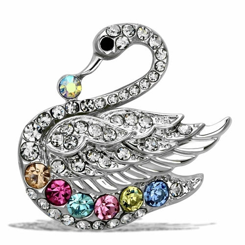 LO2788 - Imitation Rhodium White Metal Brooches with Top Grade Crystal